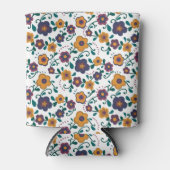 70's Folk Art Ditzy Retro Daisy in Jewel Tones Blikjeskoeler (Voorkant)