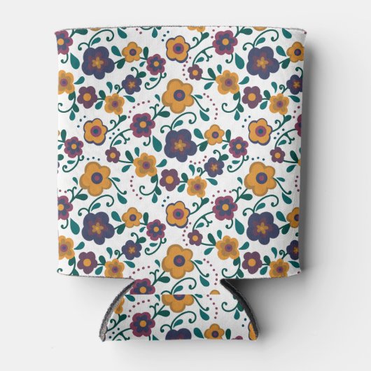 70's Folk Art Ditzy Retro Daisy in Jewel Tones Blikjeskoeler (Voorkant)