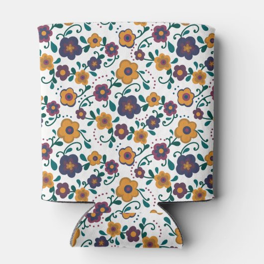 70's Folk Art Ditzy Retro Daisy in Jewel Tones Blikjeskoeler (Achterkant)