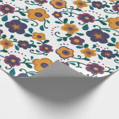 70's Folk Art Ditzy Retro Daisy in Jewel Tones Cadeaupapier (Hoek)