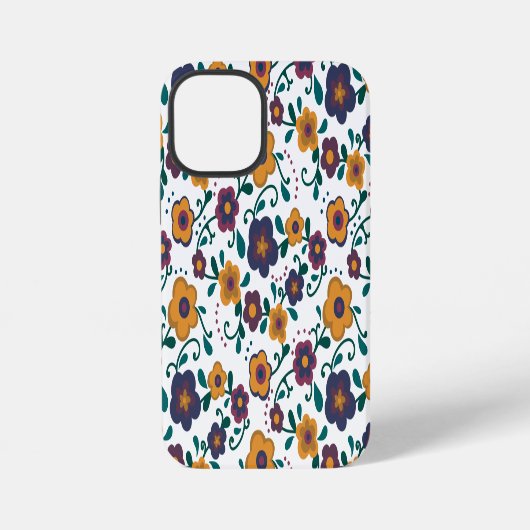 70's Folk Art Ditzy Retro Daisy in Jewel Tones iPhone Hoesje (Achterkant)