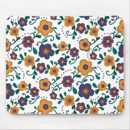 70's Folk Art Ditzy Retro Daisy in Jewel Tones Muismat