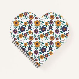 70's Folk Art Ditzy Retro Daisy in Jewel Tones Notitieboek