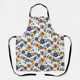 70's Folk Art Ditzy Retro Daisy in Jewel Tones Schort