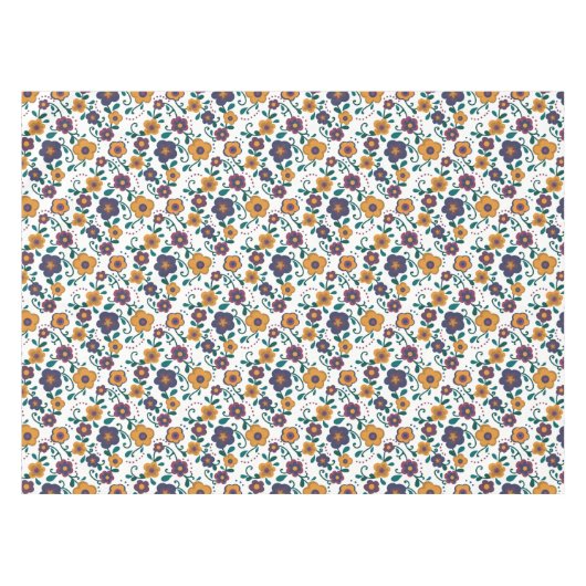 70's Folk Art Ditzy Retro Daisy in Jewel Tones Tafelkleed (Voorkant (Horizontaal))