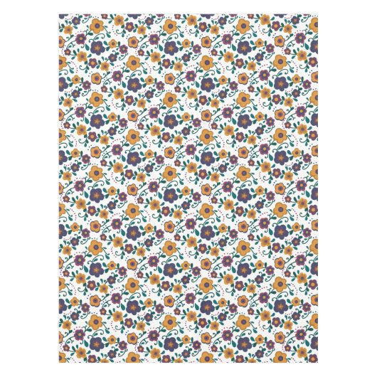 70's Folk Art Ditzy Retro Daisy in Jewel Tones Tafelkleed (Voorkant)