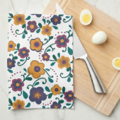 70's Folk Art Ditzy Retro Daisy in Jewel Tones Theedoek (Quarter Fold)