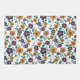 70's Folk Art Ditzy Retro Daisy in Jewel Tones Theedoek