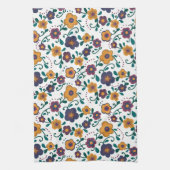70's Folk Art Ditzy Retro Daisy in Jewel Tones Theedoek (Verticaal)