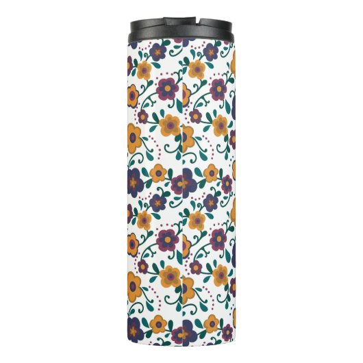 70's Folk Art Ditzy Retro Daisy in Jewel Tones Thermosbeker (Achterkant)