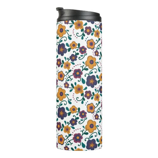 70's Folk Art Ditzy Retro Daisy in Jewel Tones Thermosbeker (Geroteerd rechts)