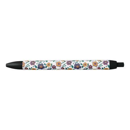 70's Folk Art Ditzy Retro Daisy in Jewel Tones Zwarte Inkt Pen (Voorkant)