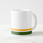 70s Forest Green Yellow Racing Stripes op wit Grote Koffiekop (Voorkant rechts)