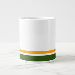 70s Forest Green Yellow Racing Stripes op wit Grote Koffiekop