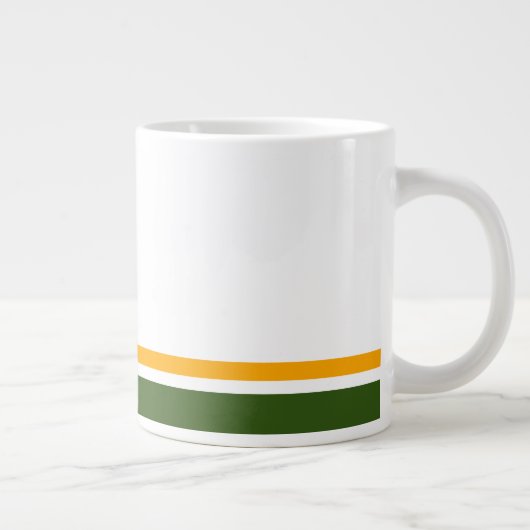 70s Forest Green Yellow Racing Stripes op wit Grote Koffiekop (Rechts)