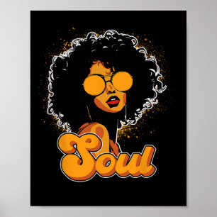 70s Funk Afro Vrouwen Soul Retro  Style Zwart Poster