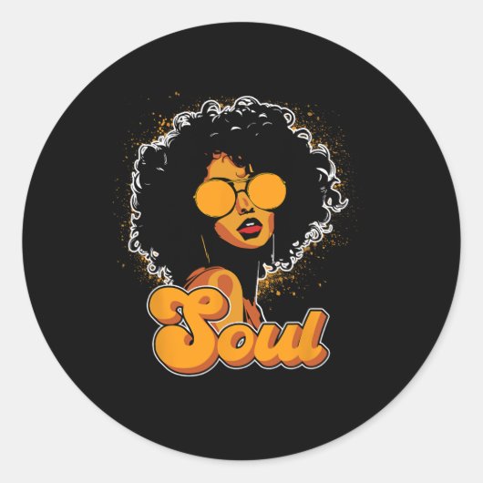 70s Funk Afro Vrouwen Soul Retro  Style Zwart Ronde Sticker (Voorkant)