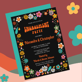 70's geïnspireerd Funky Black background Verloving Kaart