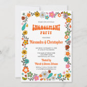 70's geïnspireerd Funky flower power Verloving Kaart (Voorkant)