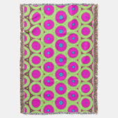 70's Geïnspireerd Neon Roze Cirkels Op Groen en Br Deken (Voorkant Verticaal)