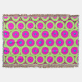 70's Geïnspireerd Neon Roze Cirkels Op Groen en Br Deken (Voorkant)