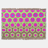 70's Geïnspireerd Neon Roze Cirkels Op Groen en Br Deken (Voorkant)