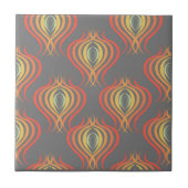 70s Geïnspireerd Ogee Patroon Sinaasappel Rood Gri Tegeltje (Voorkant)