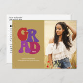 70s-Geïnspireerd Retro Afstuderen het Afstuderen v Briefkaart (Voorkant / Achterkant)