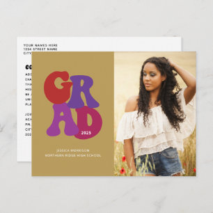 70s-Geïnspireerd Retro Afstuderen het Afstuderen v Briefkaart