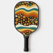 70s geïnspireerd Retro Floral Groovy Stripes patro Pickleball Paddle (Achterkant)
