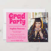 70s-geïnspireerd Retro Graduation Party Foto Kaart (Voorkant)