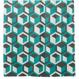 70s geïnspireerde abstracte retro geometrische na douchegordijn