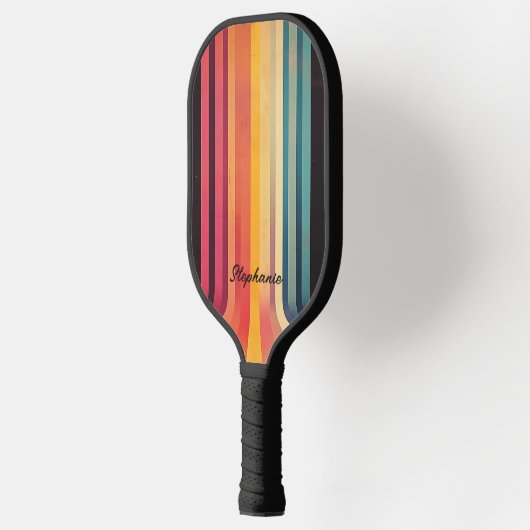 70s geïnspireerde Abstracte strepen Pickleball Paddle (Links)