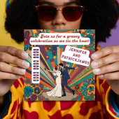 70's geïnspireerde bruiloft retro stijl groovy kaart