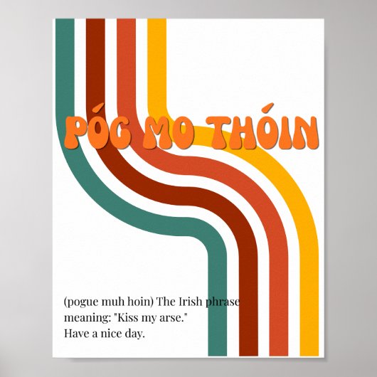 70s geïnspireerde Ierse Póg mo thóin Poster (Voorkant)