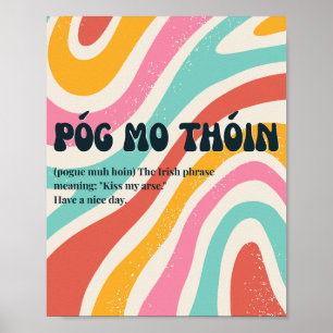 70s geïnspireerde Ierse Póg mo thóin Poster