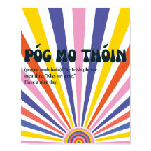 70s geïnspireerde Ierse Póg mo thóin Poster