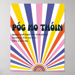 70s geïnspireerde Ierse Póg mo thóin Poster
