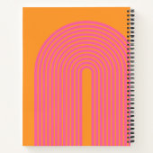 70s geïnspireerde lijnkunst - Oranje roze regenboo Notitieboek (Achterkant)