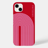 70s geïnspireerde lijnkunst - roze regenboogstraal Case-Mate iPhone case (Achterkant)
