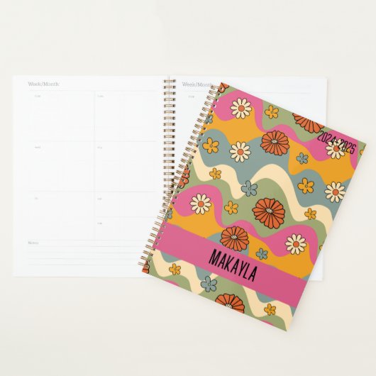 70's Geïnspireerde Retro Bloemen Maandelijkse Plan Planner (Display)