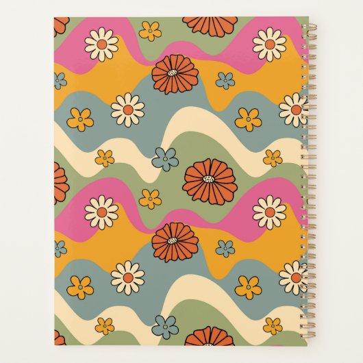 70's Geïnspireerde Retro Bloemen Maandelijkse Plan Planner (Achterkant)