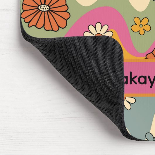 70's Geïnspireerde Retro Bloemenprint Muismat (Hoek)