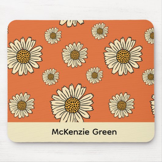 70's Geïnspireerde Retro Bloemenprint Muismat (Voorkant)