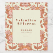 70s geïnspireerde retro bruiloft wijn etiket (Enkel label)