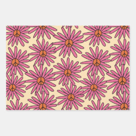 70's geïnspireerde Retro Floral geschenk wikkelbla Inpakpapier Vel