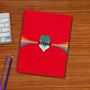 70s Geïnspireerde Retro Rainbow Stripes Rood Notitieboek