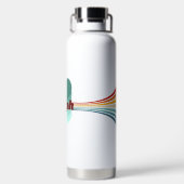 70s Geïnspireerde Retro Rainbow Stripes Sticker Waterfles (Achterkant)