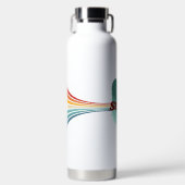 70s Geïnspireerde Retro Rainbow Stripes Sticker Waterfles (Voorkant)