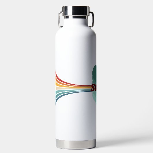 70s Geïnspireerde Retro Rainbow Stripes Sticker Waterfles (Voorkant)
